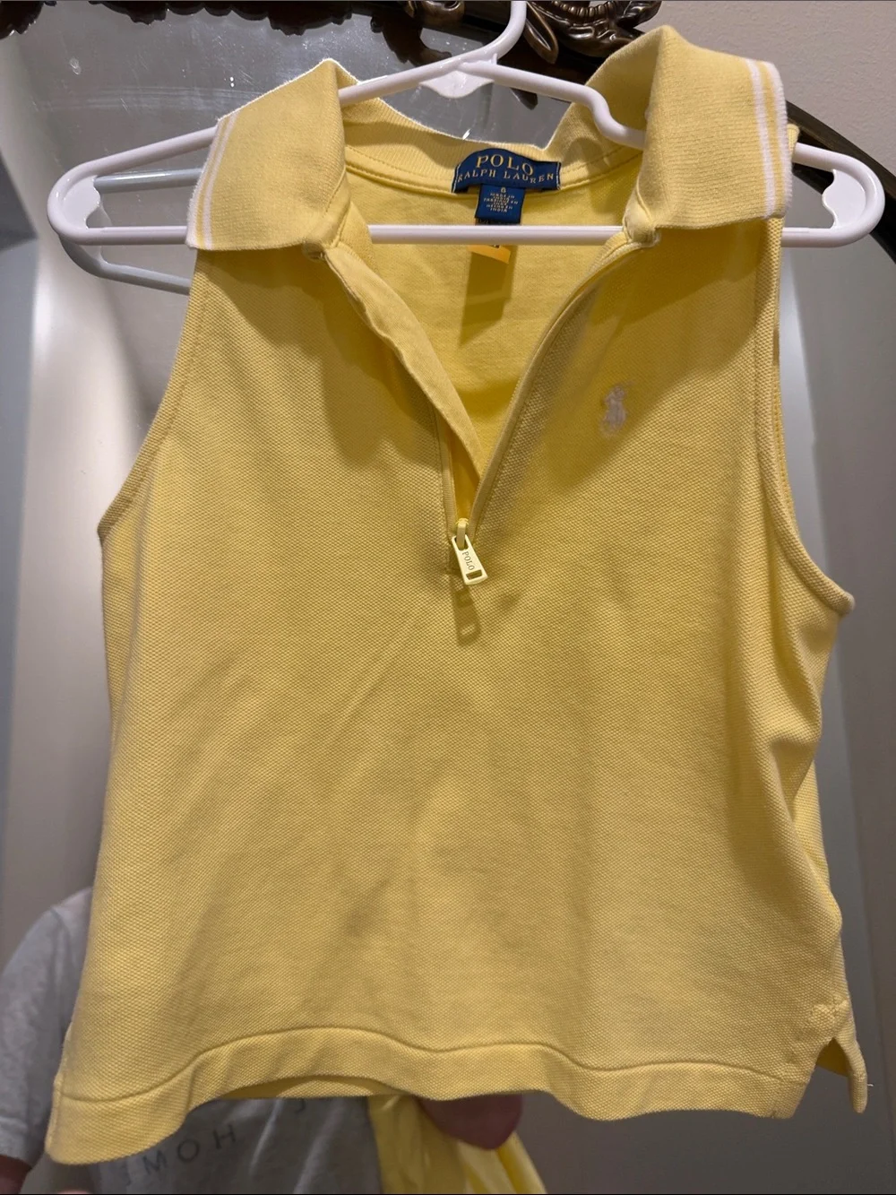 Ralph Lauren Girls Pale Yellow Sleeveless Polo Top & Skirt Set